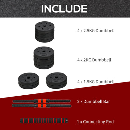25kg 2 IN 1 Adjustable Dumbbells Weight Set, Dumbbell Hand Weight Barbell For Body Fitness, Lifting Training For Home, Office, Gym, Black