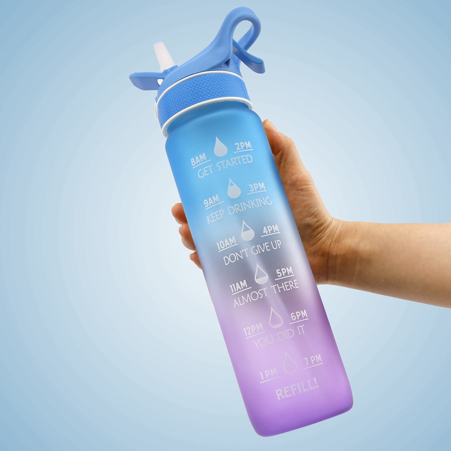 1L Sports Water Bottle with Straw