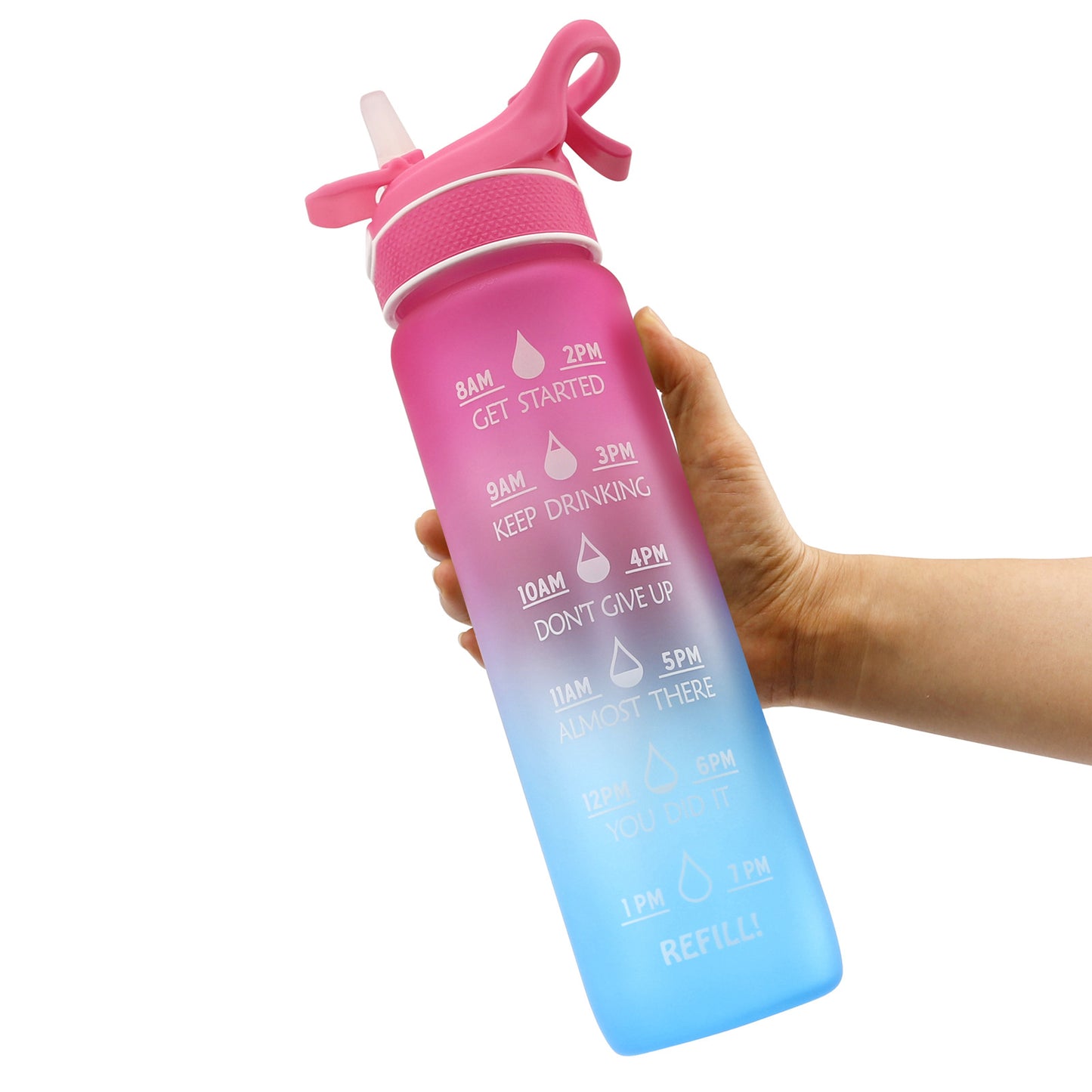 1L Sports Water Bottle with Straw